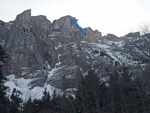 La face et l'exit vu depuis le posé